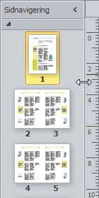 sidnavigering Innehåller publikationen flera sidor kan du bläddra mellan dem med hjälp av miniatyrerna i fönstret Sidnavigering (Page Navigation).