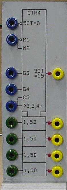 4-bitars räknare CTR4 Modulen innehåller en 4-bitars räknare med med RESET-funktion, laddfunktion och låsfunktion. 5CT RESET CT5 = 0 Räknaren nollställs vid klockpuls.