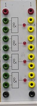 2-Ingångars AND Modulen innehåller fyra 2-ingångars AND-grindar med lysdiodindikering av utgångarnas logiknivå.