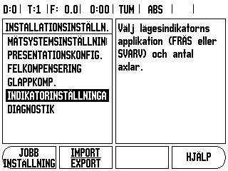 II 1 Installationsinställning Installationsinställning parametrar Man kommer till installationsinställning genom att trycka på softkey SETUP, vilket tar fram softkey INSTÄLLNING. Se Fig. II.1. Parametrarna i installationsinställning justeras vid den initiala installationen och behöver troligen inte ändras särskilt ofta.