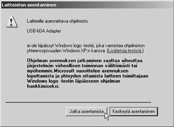 Seuraava dialogi-ikkuna varoittaa toistamiseen, että