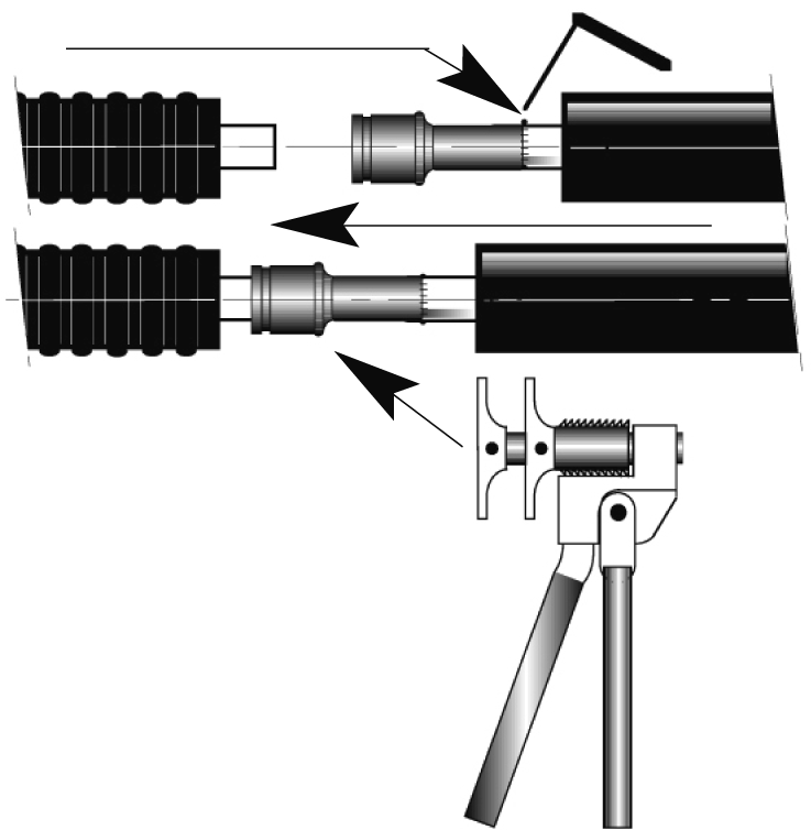 Krympband Installationanvisning: Svetsning 1 Isolerat stålrör 2 Montera ALUPEX-ALUPEX Ø d2 76 91 111 126 76 x x x x Ø