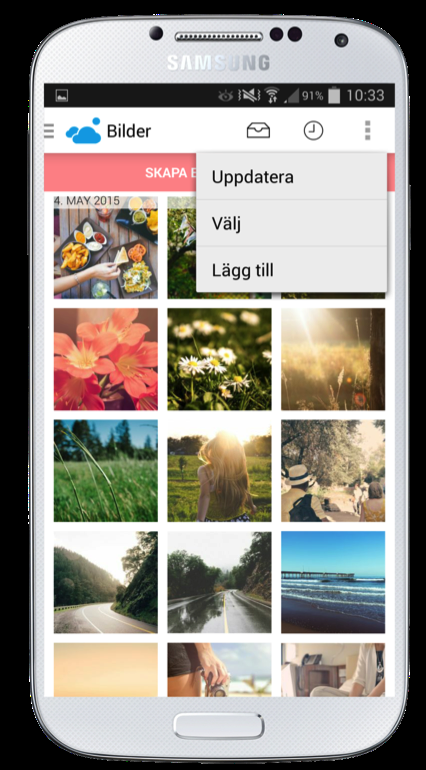 Dela en eller flera bilder på Android Om du vill dela bilder eller videor med vänner och familj öppna menyn till höger och tryck välj.