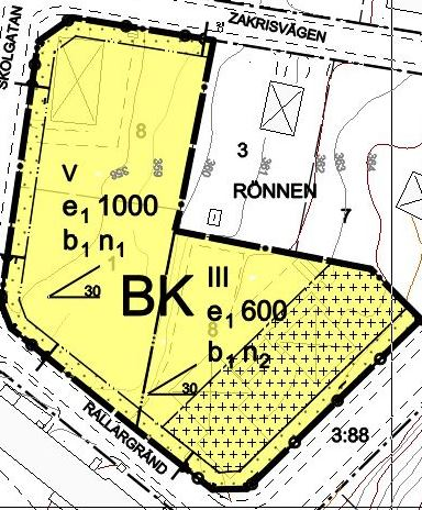 Utdrag från plankarta, granskningshandling. Lantmäteriet, Gerd Johansson: Lantmäteriet har inga synpunkter på detaljplanen.