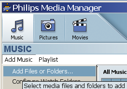 D1 Använd UPnP (för Windows 2000) 1 Stoppa in CD:n med PC-programmet i din PC. 2 Klicka på Install Philips Media Manager (Installera Philips Media Manager) för att starta installationen av PMM.