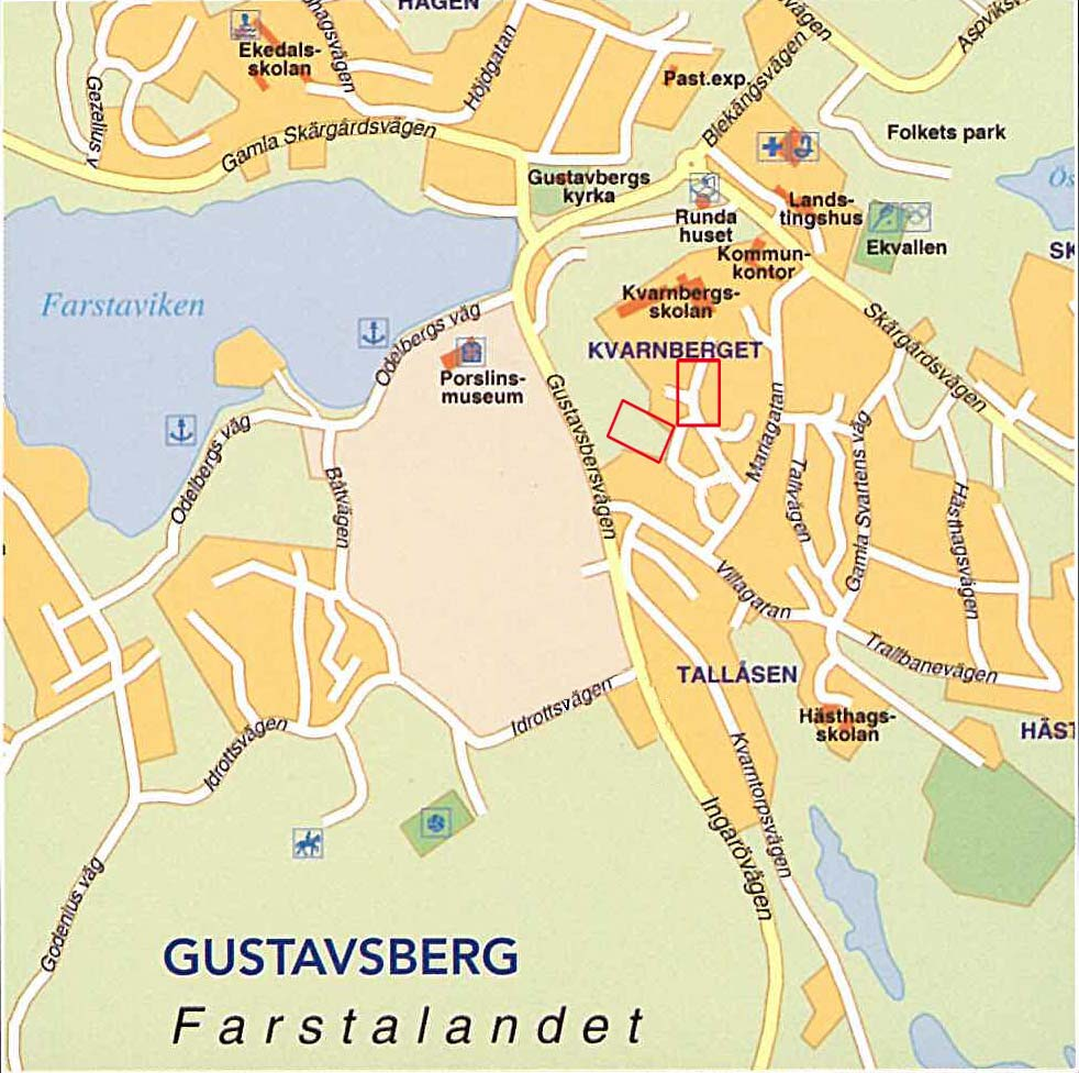 Gustavsberg Kvarnberget 2 I hjärtat av Gustavsberg, i skärgårdskommunen Värmdö, ligger Kvarnberget. Det reser sig ovan hamnen längst in i viken strax söder om centrum.