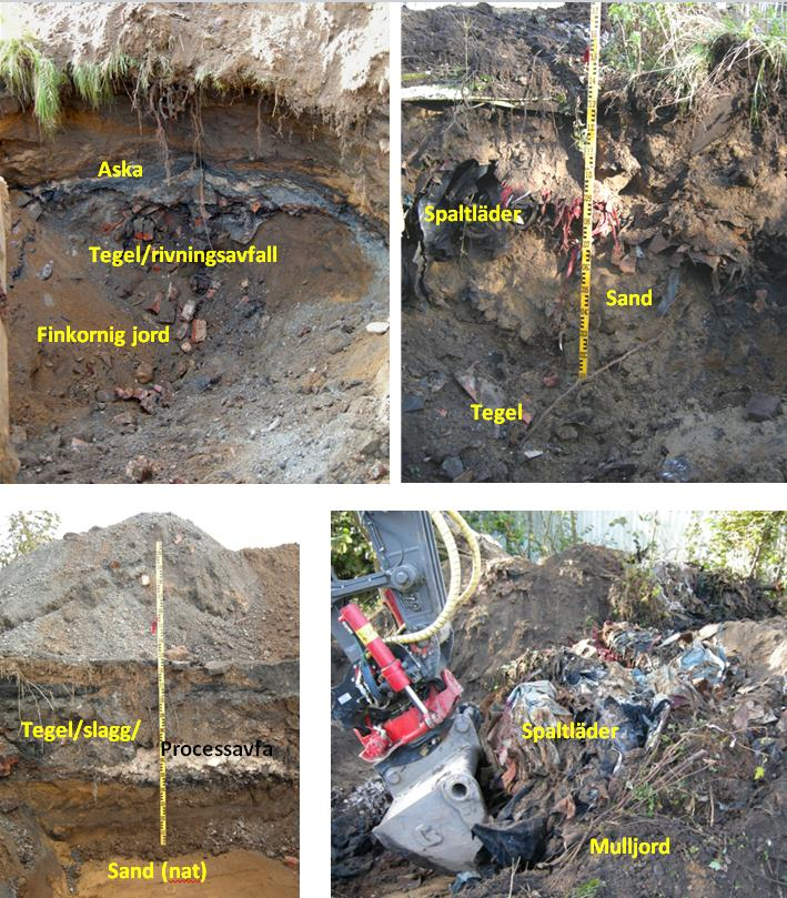 Klippans kommun Sid 12 (36) 811-036 Figur 6. Schaktmassor och processrester som används som utfyllnad. Variationen är stor och sammanhängande skikt med enhetligt material är sällsynt.