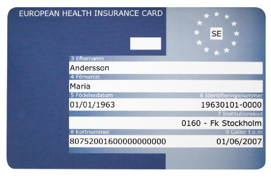 Bilaga 1 EUROPEISKA SJUKFÖRSÄKRINGSKORTET EU-KORTET Det europeiska sjukförsäkringskortet (EU-kortet) infördes under 2004.