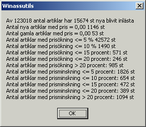 Uppdateringen av ett prisregister kan ta olika lång tid beroende på hur många artiklar som skall läsas in.