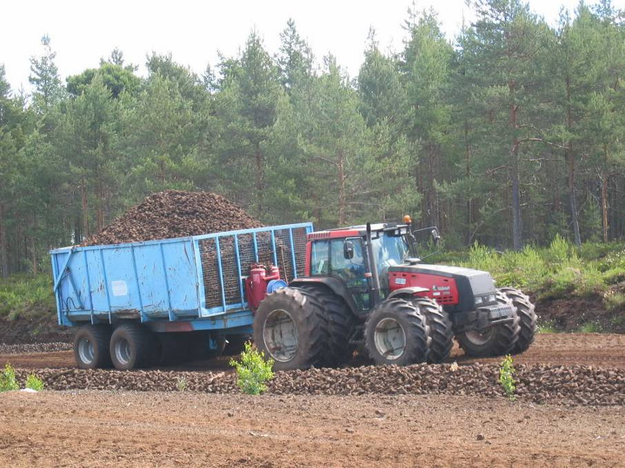 Isovuoma Teknisk beskrivning och beskrivning av efterbehandlingsåtgärder 6(13) Lastning sker med en transportör som lyfter upp torvstyckena i strängen och för dessa på ett transportband till en