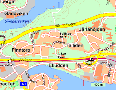 3 ÖVERSIKTLIG BESKRIVNING AV OMRÅDET 3.1 INLEDNING Det aktuella området ligger söder om Värmdöleden i området Finntorp i Nacka kommun.