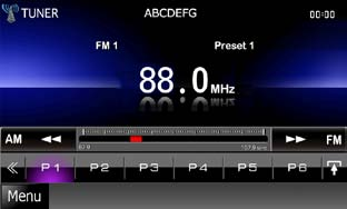 Radio, TV [ SETUP] Tryck för att visa skärmen SETUP Menu Se Inställningar (s.68). [ AUDIO] Tryck för att visa senaste Audio Control-skärm. Se Ljudkontroll (s.82).