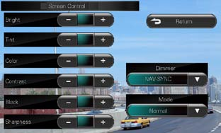 Inställningar Inställningar Inställningar Inställningar för bildskärmen Du kan justera bildkvaliteten för ipod-video, bildfiler, menyskärm etc.