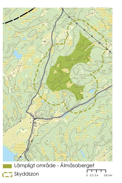 Älmåsaberget Älmåsaberget ligger i norra delen av kommunen strax norr om Töllsjö tätort. Avståndet mellan Töllsjö och södra delen av området är cirka 1000 meter.