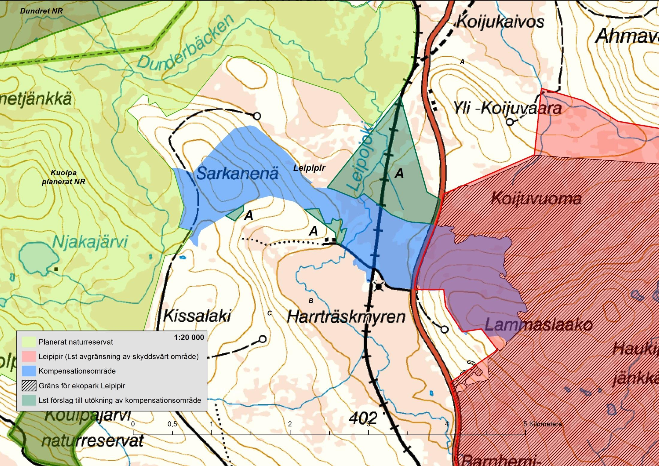 Delområde 1 - Sarkanenä Grönt = Lst