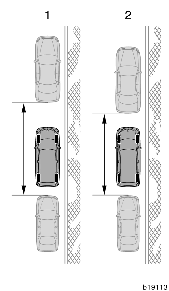Du ska både titta själv och använda backspeglarna för att kontrollera framför och bakom bilen medan du backar.