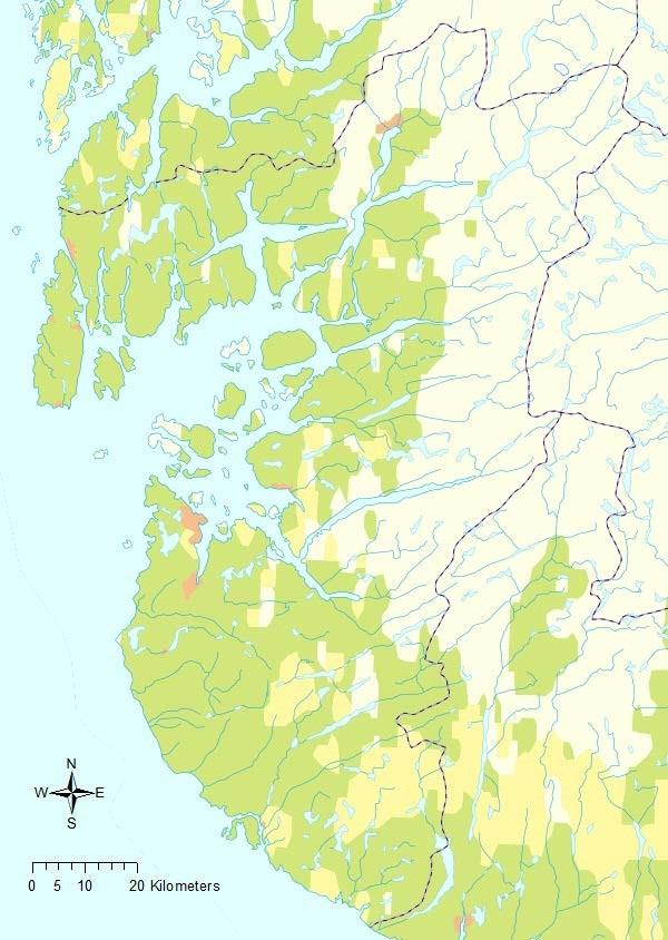 Naturvitenskapelige analyser på Tjemslandsmarka Figur 1. Rogaland fylkeskommun i sydvästra Norge. Positionen för Tjemslandsmarka, Varhaug, är markerat med röd prick. Kartverket.
