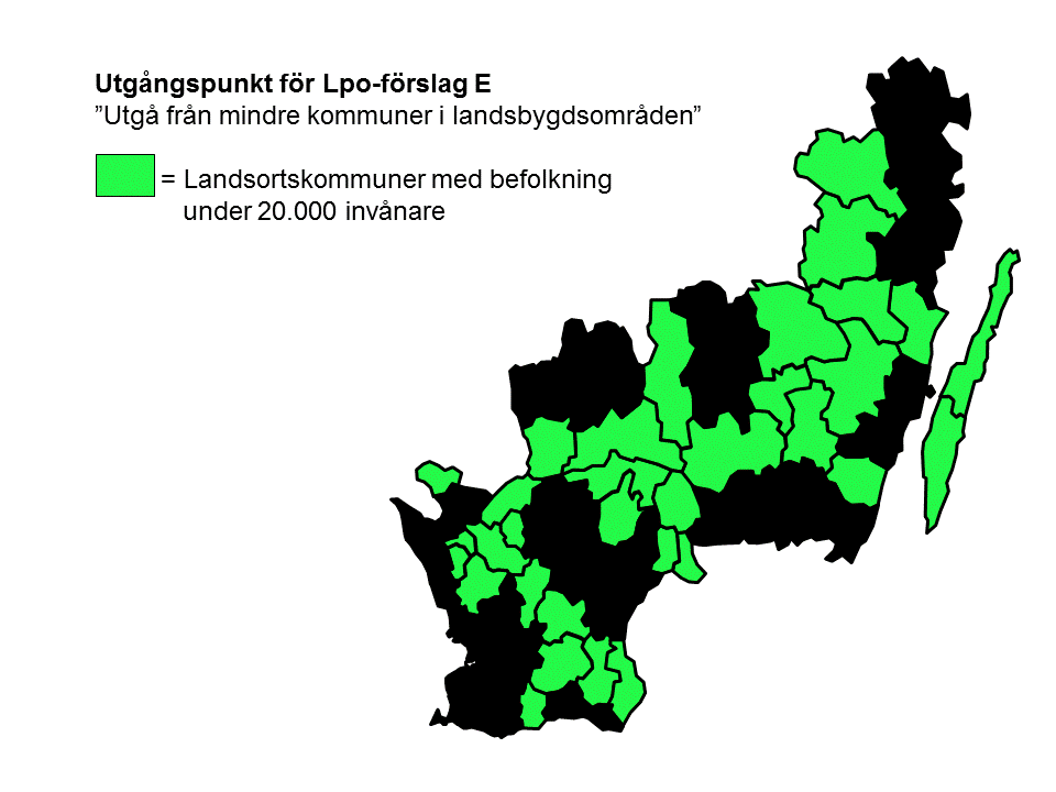 DELRAPPORT 22 (79) Lpo-förslag E bygger på hypotesen att polisverksamheten i regionens mindre och mer glest befolkade landsortskommuner behöver utvecklas för att Polisen ska komma närmare medborgarna