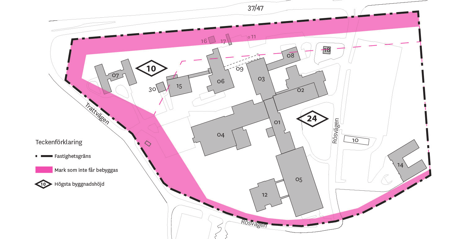 Förutsättningar N 2.3 Gällande detaljplan Detaljplanen för sjukhusområdet är från 1961 och anger att området får användas för allmänt ändamål.