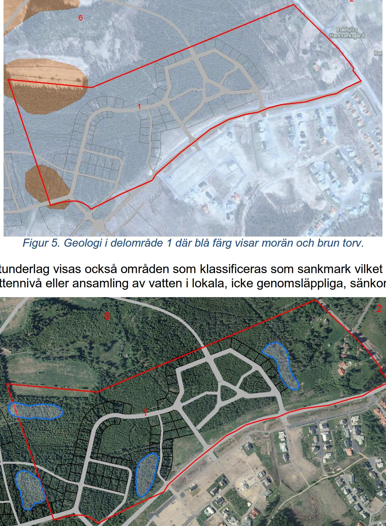 2.2 Geologi och grundvatten Delområde 1 består till största delen av morän. I väst finns två mindre områden bestående av torv (se figur 5).