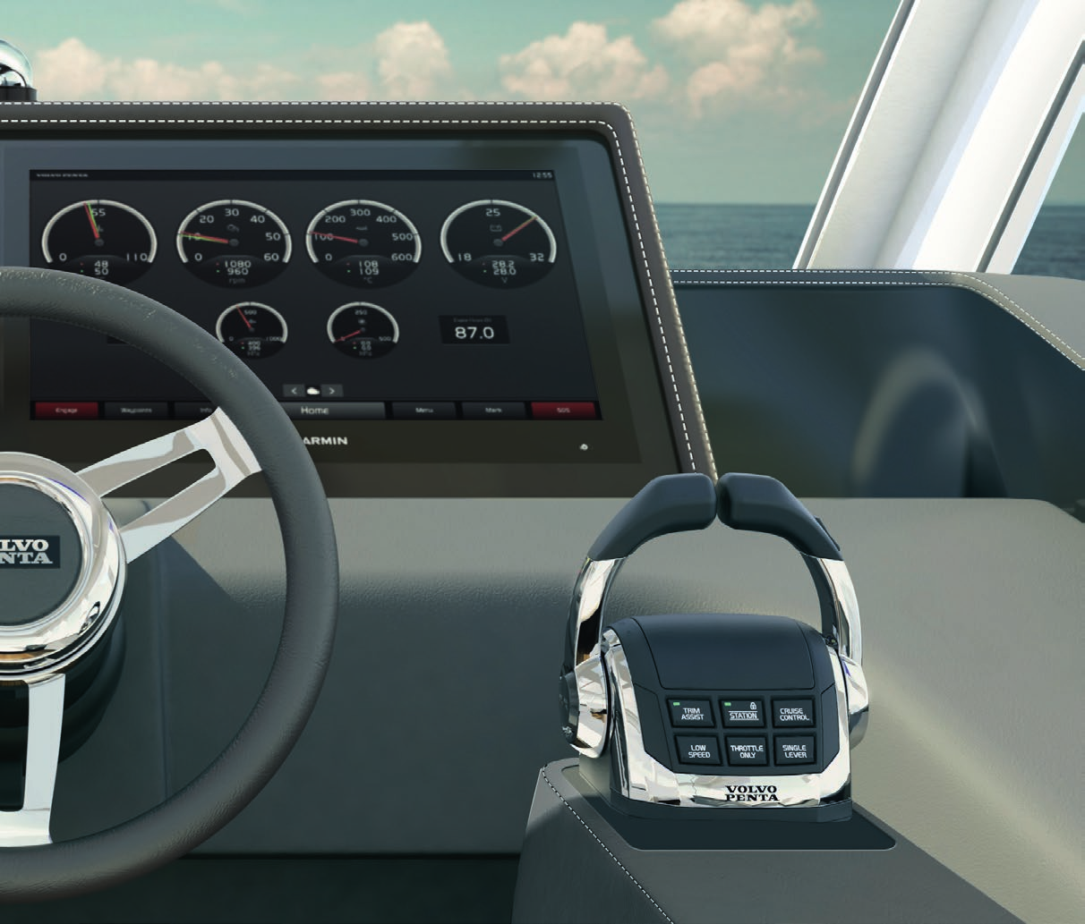 4 5 1. Framdrivning och navigering i ett Glass Cockpit System ger dig en heltäckande överblick över både framdrivning och navigering genom att visa alla data på snabba bredbildsskärmar.