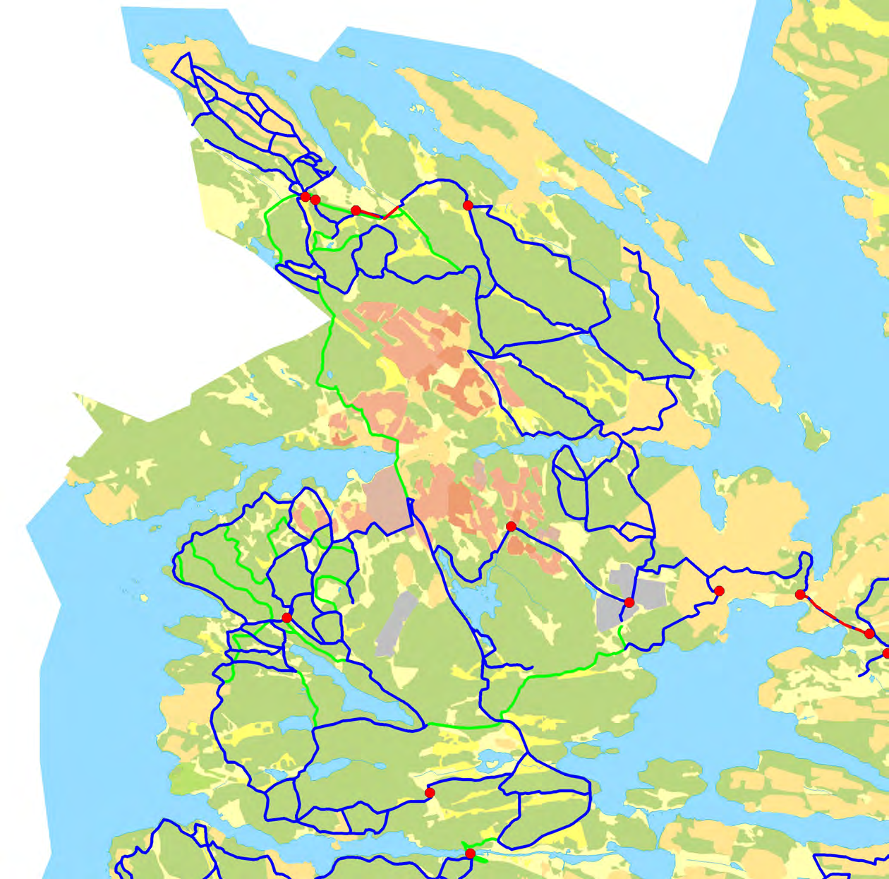 Befintliga vägar/stigar som för närvarande används för ridning Önskade vägar/stigar för