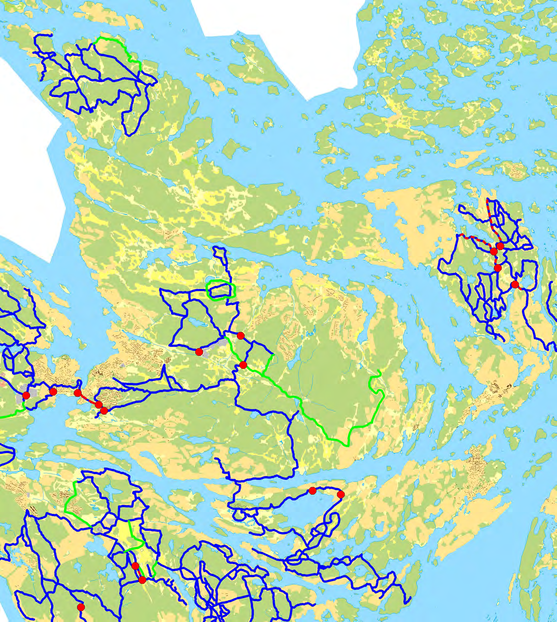 Befintliga vägar/stigar som för närvarande används för ridning Önskade vägar/stigar för