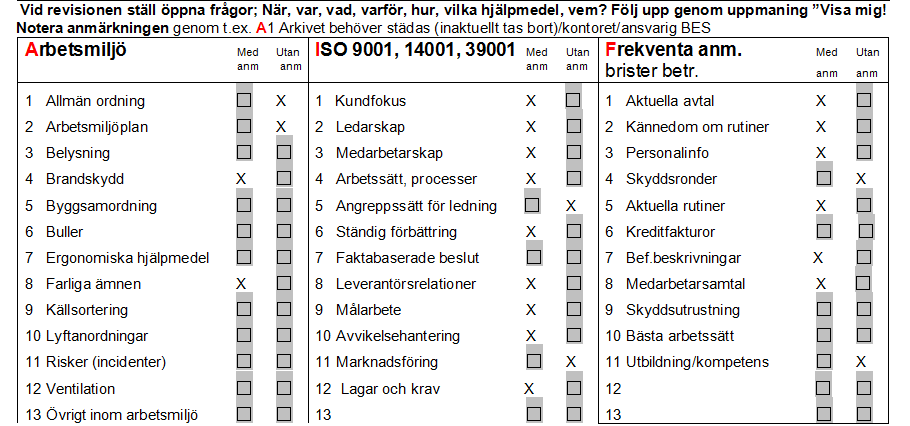 Exempel på internrevision