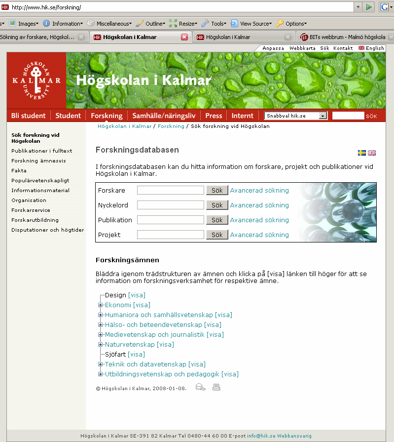 Innehållet hålls uppdaterat av universitetets forskare, med stöd av forskningsrapportörer och systemadministratörer på biblioteket. Forskningsdatabasen är ett gemensamt ansvar för universitetet.