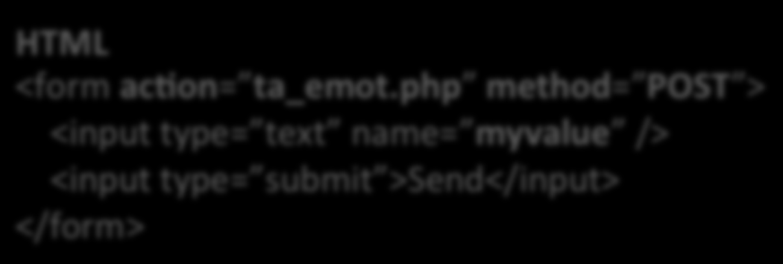 Ta emot data POST POST För lång data via formulär HTML <form acnon= ta_emot.