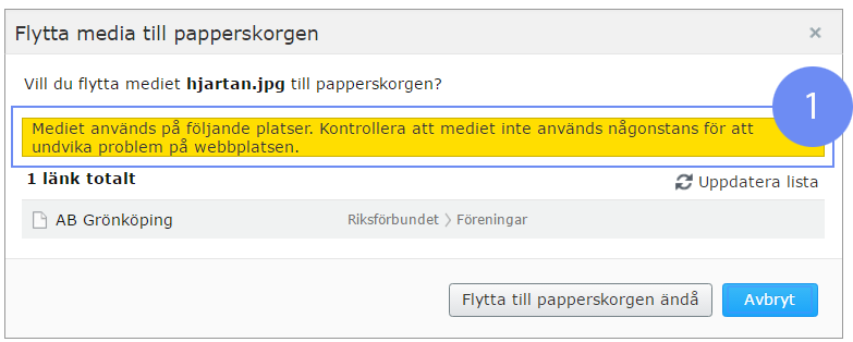 Ta bort en bild från innehåll Om du vill ta bort en bild från innehållet markerar du den i editorn för formaterad text och trycker på Delete på ditt tangentbord.