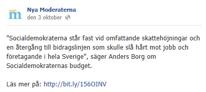 En sammanfattning av alla textanalyser på Moderaternas Facebooksida är redovisad i slutet av detta kapitel.