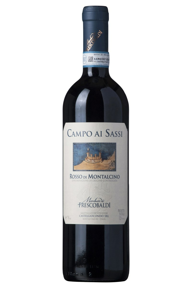 Marchesi de Frescobaldi Campo ai Sassi Rosso di Montalcino 2013 Toscana, Italien Stor, fräsch doft av mogna körsbär. Smaken är medelfyllig, med toner av syrliga körsbär och hallon.