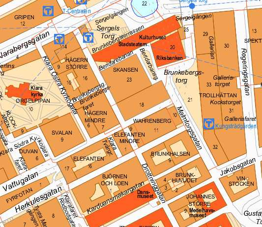 Sida 5 (27) Plandata Läge, areal, markägoförhållanden Planområdet omfattar fastigheten Skansen 18, en smal remsa av Skansen 23 (Stadsteatern) mot Beridarbansgatan och Malmtorgsgatan samt en smal