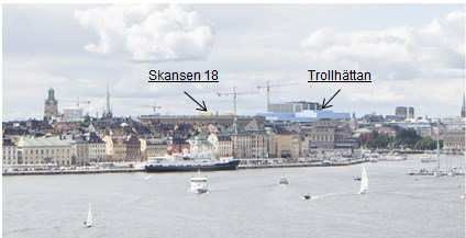 Sida 8 (10) Vy över Stockholm från Södermalm, Fjällgatan. Det är Gustav Vasa kyrka vid Odenplan som syns mellan teknikvåningens två delar. (ill.