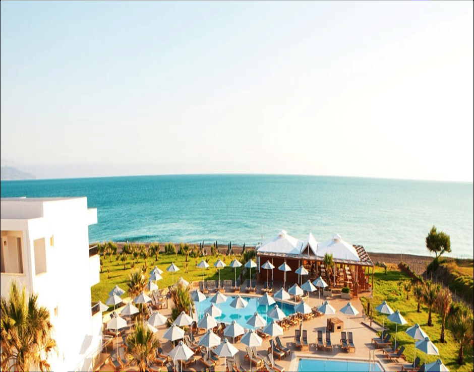 VAR? Vi bor på Vings fina anläggning Sunprime Platanias Beach, som ligger direkt på stranden med ca 10