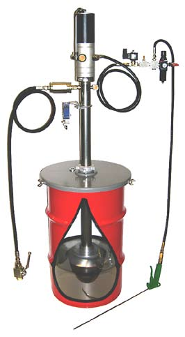 Single line systems Enledarsystem för fett Progressivt smörjsystem med luftdriven fatpump Single line system for grease Single line progressive greasing system with air-operated drum pump Pumpcentral