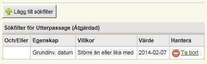 Villkoren tillsammans med ett Värde som du anger i särskild ruta blir det som avgränsar egenskapen.