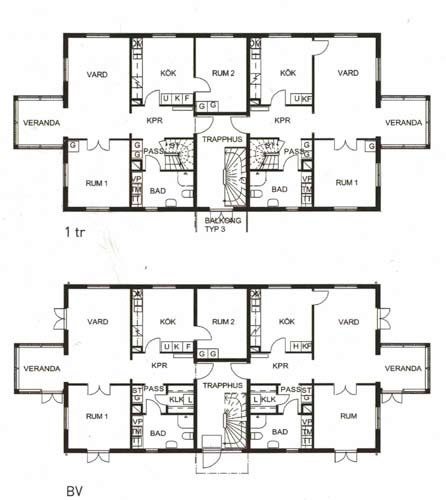 Tomten avskiljes med klippt häck mot lokalgatan. 9 Komplementbyggnader Garage/carport Husen är envåningshus, med fasader av trä. Fasadfärgen anpassas efter huvudbyggnaden.