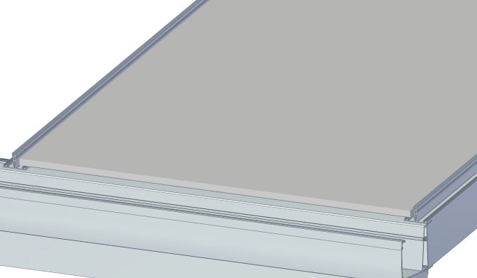 11 När alla takbalkar är monterade med täcklock emellan, skall takskivor Kanalplast / Glastakskivor placeras för att fästas mot balkar med tryckprofil Er030/Vr030.