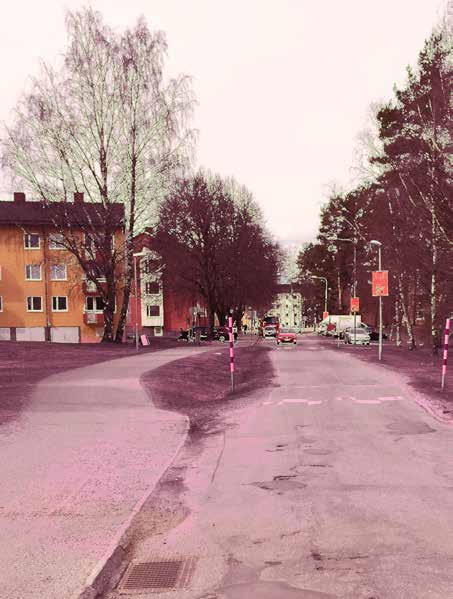 VÄGEN GENOM PARKEN Åbyvägen skär rakt genom parken, och delar den i två delar.