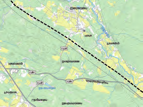 Hols ås, som utgörs av stora isälvsavlagringar, höjer sig i en tunga ut