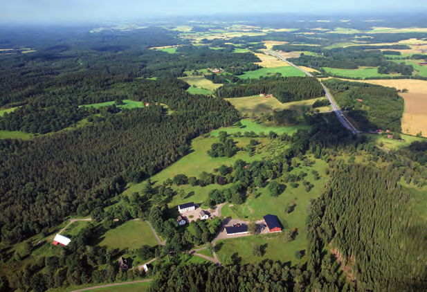 De skogsklädda bergtungorna har avläggare i det öppna landskapet i form av berg och bergknallar. Ibland faller berggrunden brant ned mot åkermarken i så kallade lodytor.