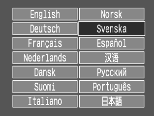 Ange språk Använd den här funktionen för att välja vilket språk som ska användas i menyer och meddelanden. 1 2 Sätt på kameran (sidan 29). Tryck på MENU.