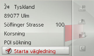 Om inmatningen är entydig visas den ifyllda adressinmatningsmenyn efter en kort stund. Om den visade adressen inte stämmer överens med den sagda kan du göra vederbörliga ändringar.