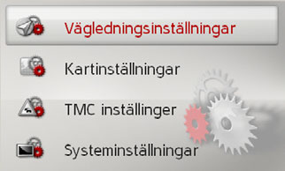 INSTÄLLNINGAR Inställningar Välj Inställningar i huvudmenyn för att ta fram inställningarna. Inställningsmenyn visas.