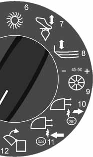 Funktion vid Micro-Topper 2 omvänd Pos. 8: Grindhöjd: Se sidan 252. Tryck på knappen = Sänk grindar, Tryck på knappen = Lyfta grindar. Pos. 9: Förskjuta sensorvals 45-50 (endast vid variabel upptagare): Se sidan 237.