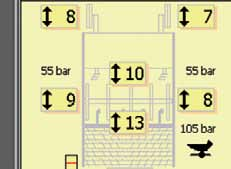 151) F Visningsområde rensningssträcka 5 4 1 (1) Grindhöjd (2) Belastning elevatordrift (3) Visning automatisk varvtalsanpassning (4) Belastning roulettdrivning (5) Belastning roulettdrivning 3 2 G