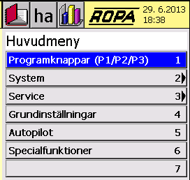 2 Välja funktionsområde Placera det blå fältet med hjälp av vridratten på det önskade funktionsområdet och bekräfta genom att trycka i mitten av vridratten.