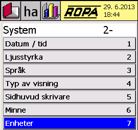 ställs om från km/h till mph.